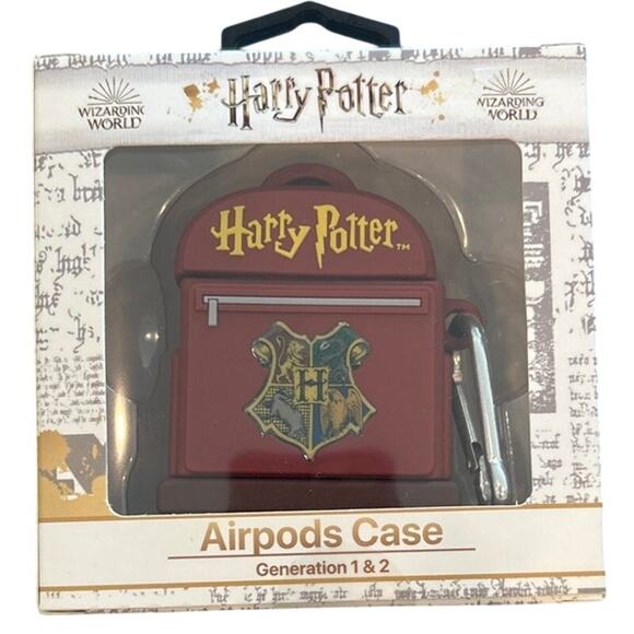 Harry Potter Hogwarts Backpack Air Pods Case Generation 1 & 2 NEW with Clip - Picture 1 of 6